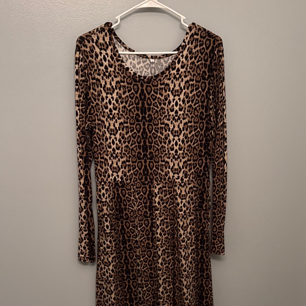 Leopard Print Long Sleeve Dress by LiBetter